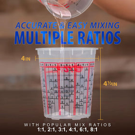 Custom Shop solvent resistant plastic mixing cup with clear marks for accurate resin work