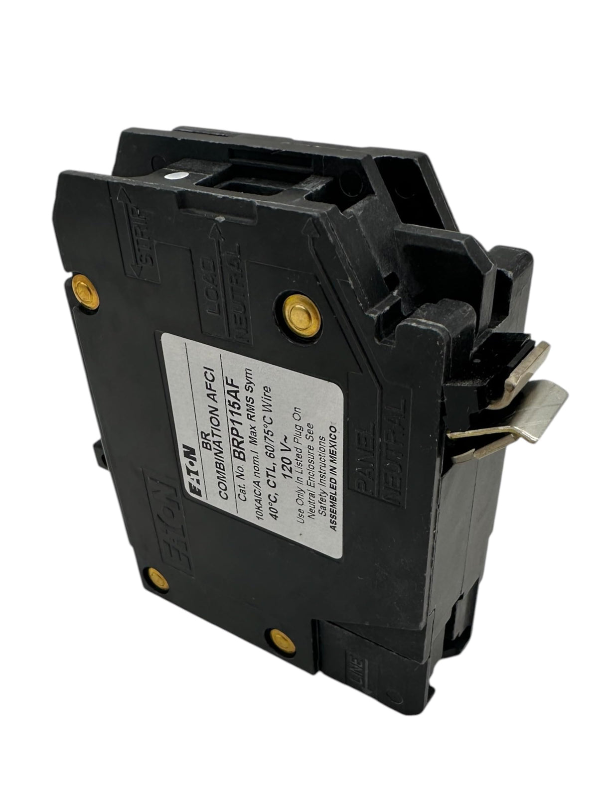 Cutler Hammer BRP115AF model label and ratings for quick reference during installation.