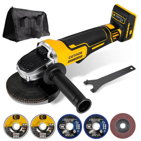 CUTOOK cordless angle grinder showing DeWalt 20V compatibility for flexible site use.