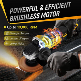 CUTOOK brushless motor reaches 10,000 RPM for efficient grinding.