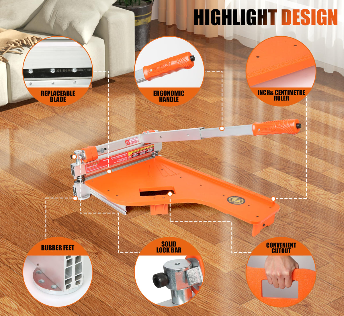 CUTTEREX 13 Pro floor cutter provides a 22.5° angle for complex shapes.