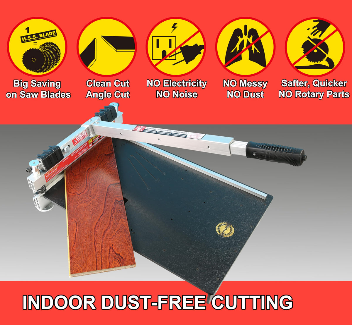 CUTTEREX no-dust operation keeps work area clean during installation.