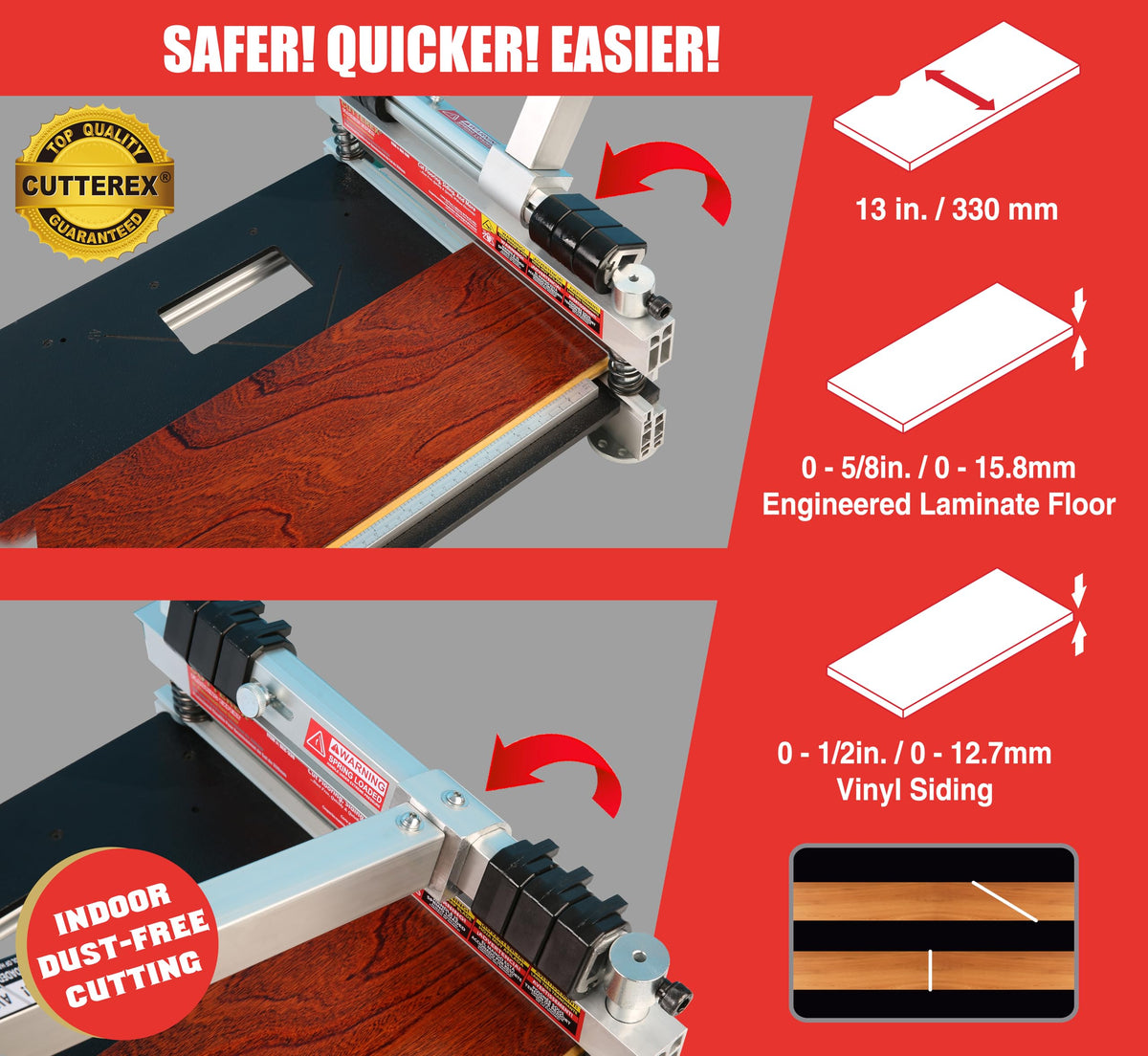 CUTTEREX telescopic long handle provides extra cutting power for tough materials.
