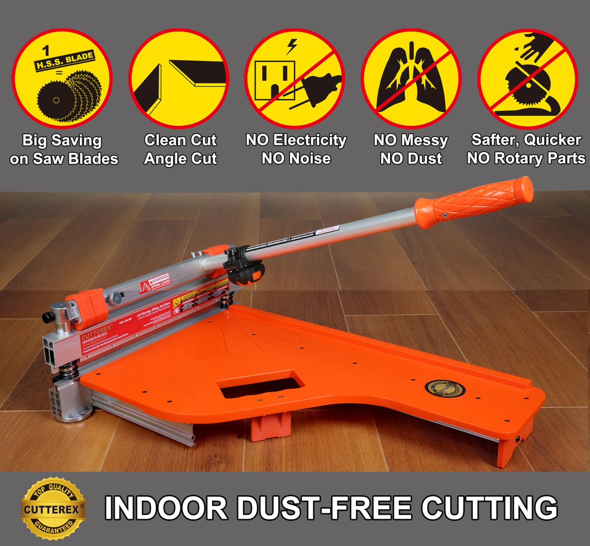 Cutterex angle guide shows 0 to 45 degrees for precise cuts
