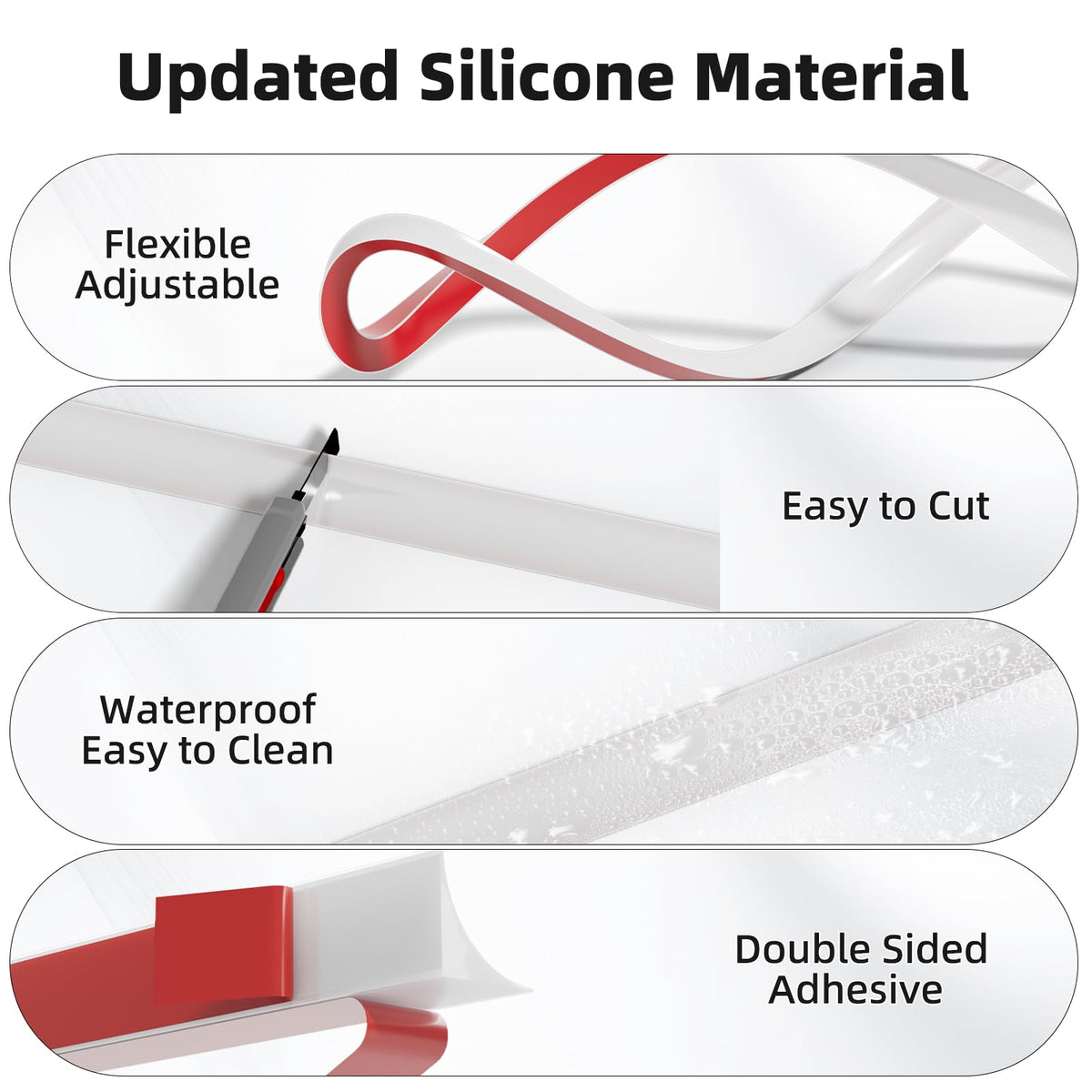 Cuysfead silicone baseboard molding resists moisture and heat for durable bathrooms and kitchens.