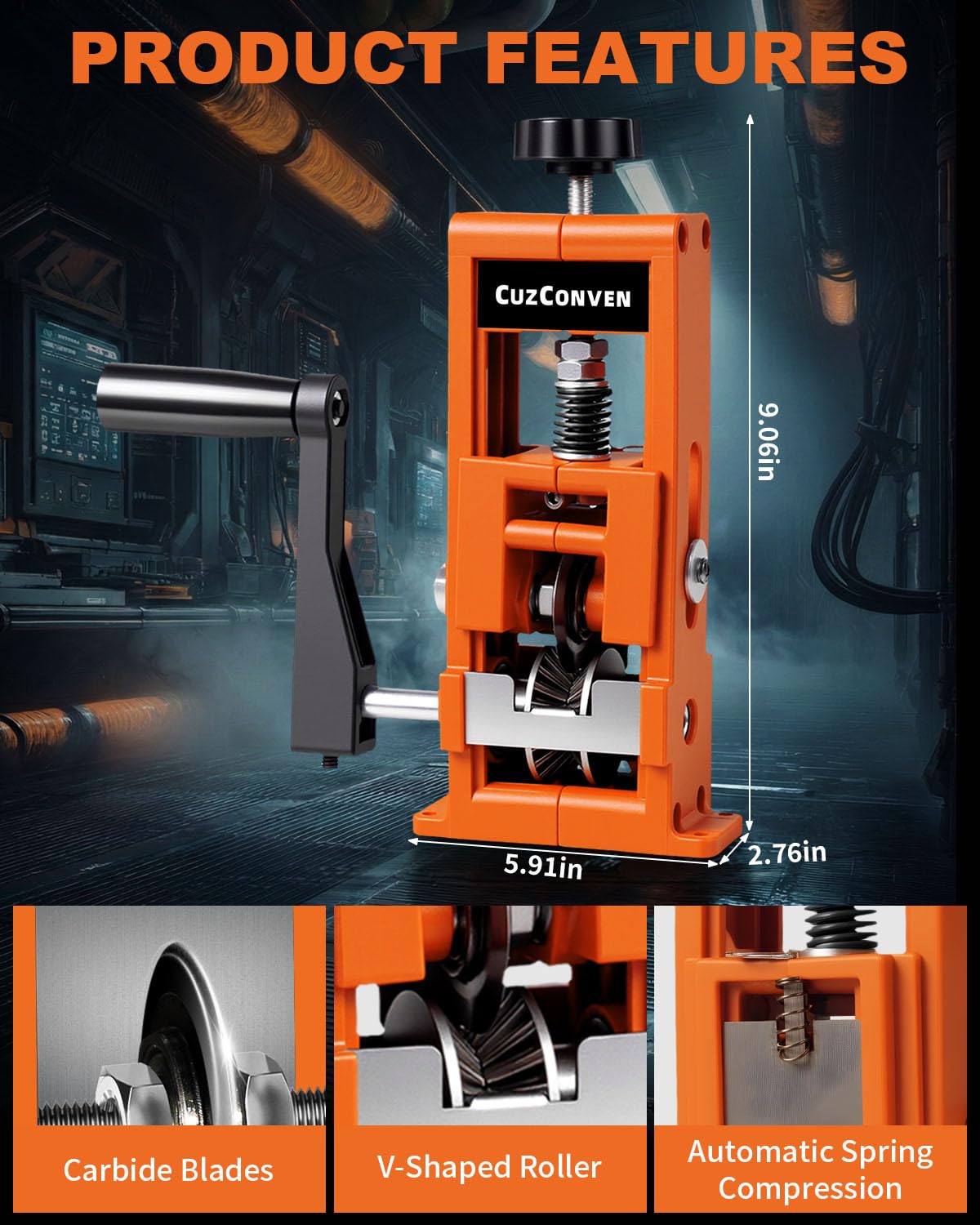 CuzConven wire stripper adjustable blade height for 0.04-1 inch cables.