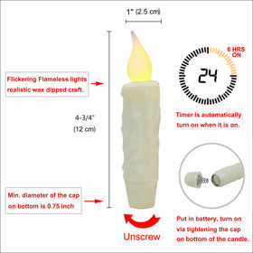 CVHOMEDECO battery-operated timer candle ready for convenient use in any space.
