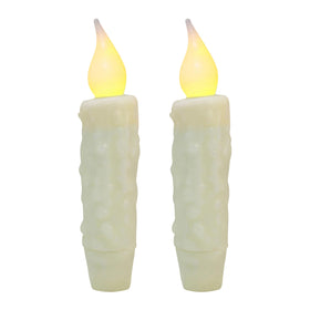 CVHOMEDECO hand-dipped ivory taper candle with realistic wax drips for cozy decor.