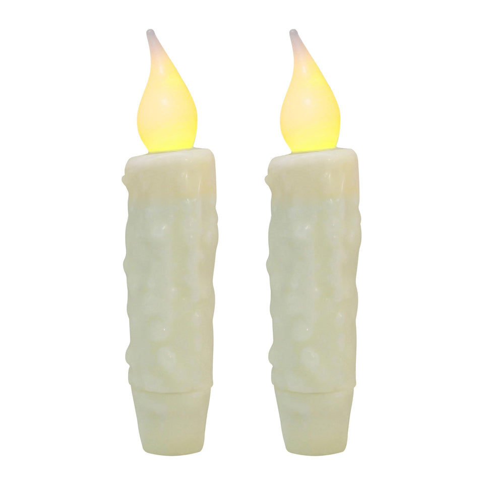 CVHOMEDECO hand-dipped ivory taper candle with realistic wax drips for cozy decor.