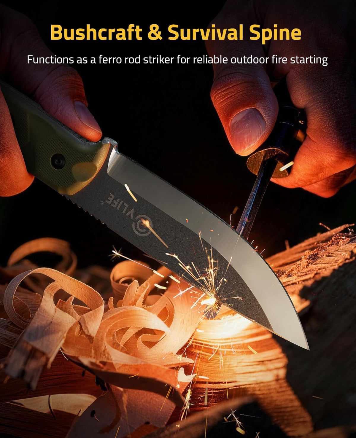 CVLIFE fixed blade knife 5-layer G10 handle offers a non-slip grip in wet conditions.