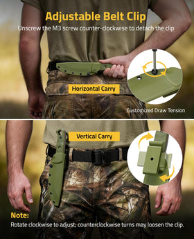 CVLIFE fixed blade knife adjustable sheath with retention screw ensures secure draw.