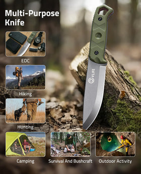 CVLIFE fixed blade knife rotating clip enables belt, leg, or pack carry.