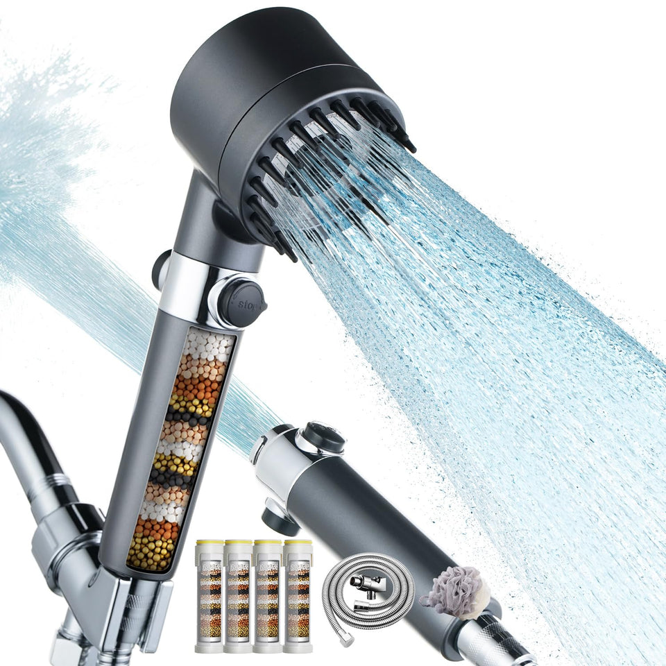 CWPW filtered shower head front view with chrome finish for strong, efficient flow.