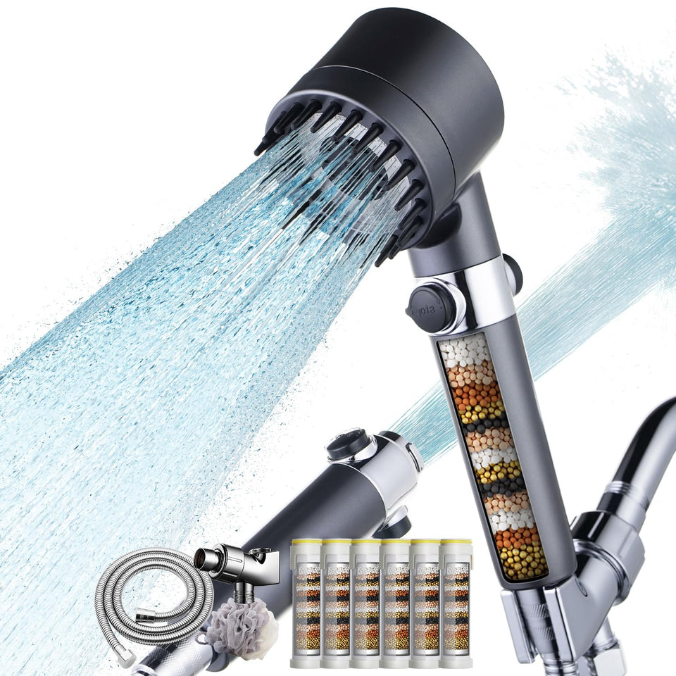 CWPW filtered shower head handheld high‑pressure spray in action