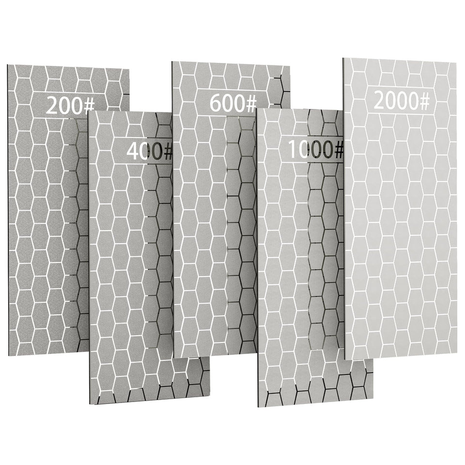 CWOVRS diamond sharpening stone 200 grit on honeycomb surface for aggressive edge repair.