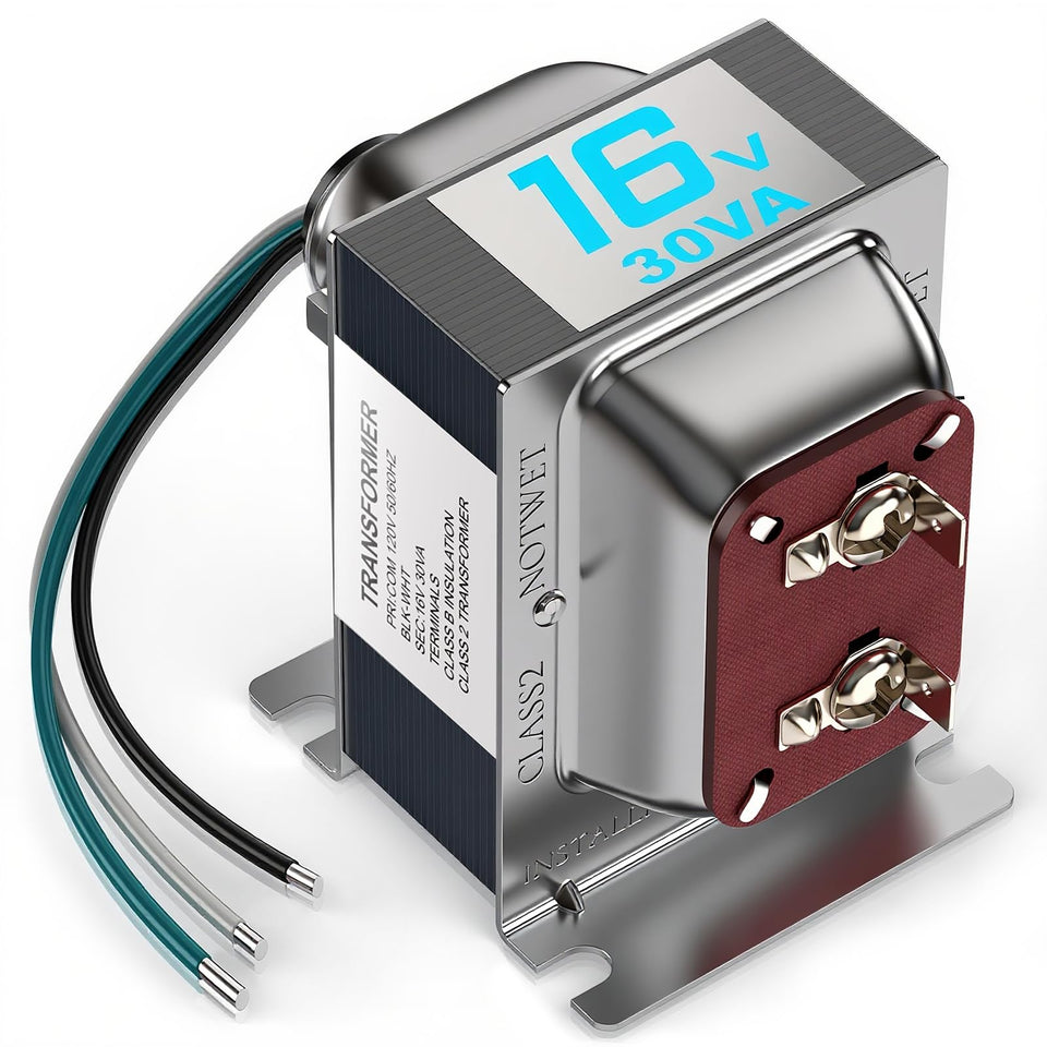 Cwowhihui 16V 30VA doorbell transformer on wall powering Ring and Nest devices