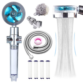 CWPW high-pressure shower head with blue hose delivers a massage-like rinse and water savings.