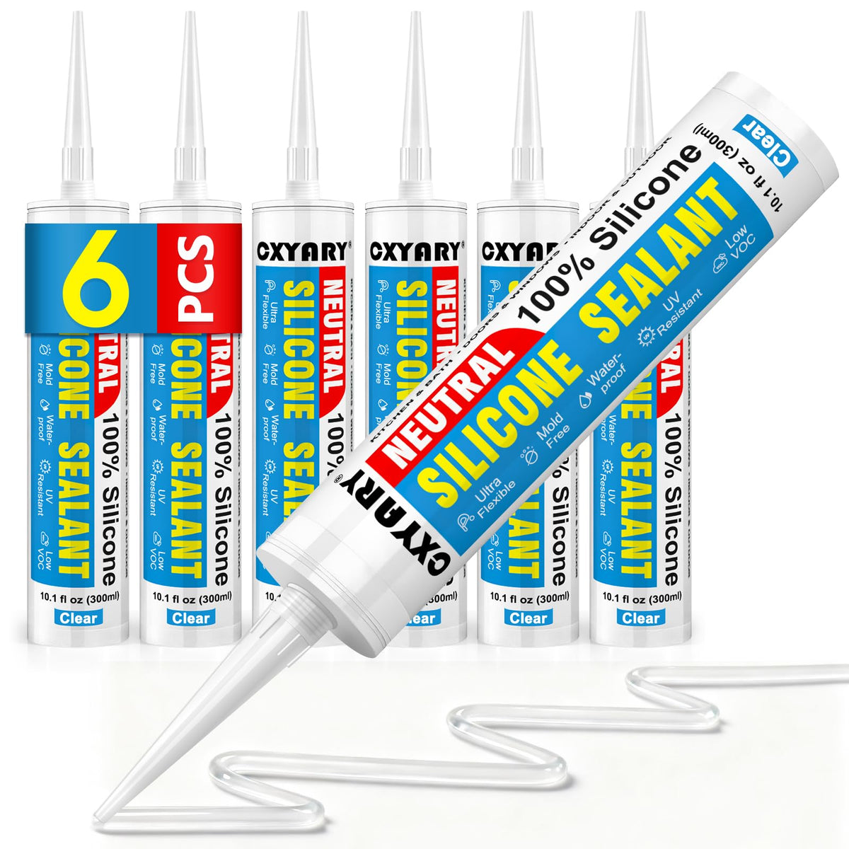 CXYARY silicone caulk 6-pack packaging for easy home sealing projects.