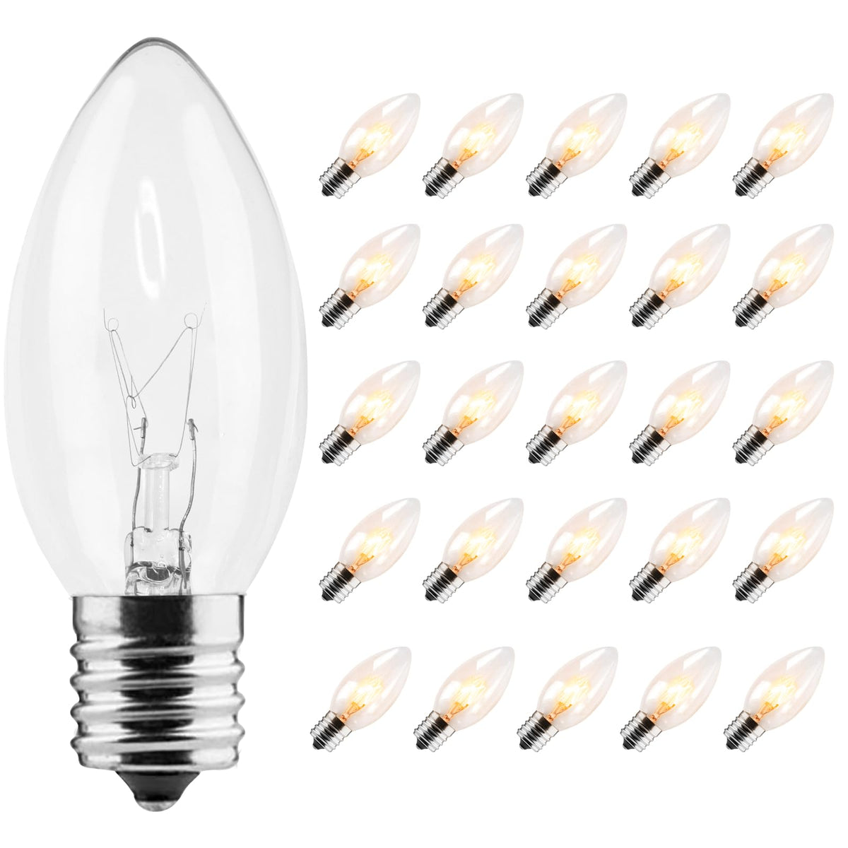 CXLHO C9 bulbs clear 25-pack for warm festive tree lighting