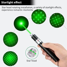Cyahvtl tactical flashlight green beam demonstrates long-range visibility outdoors.