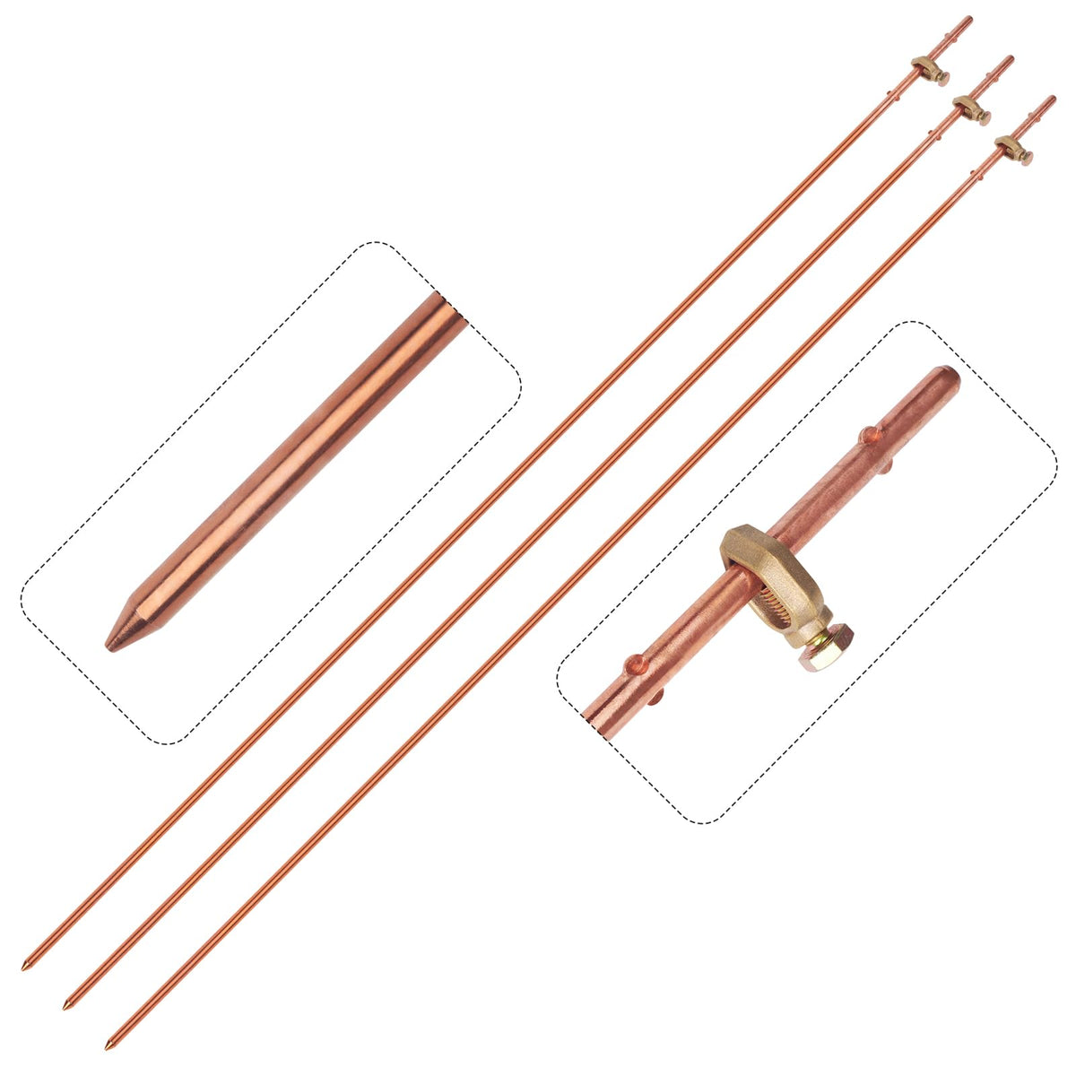 CYANTEKOMS ground rod set 4ft for durable outdoor grounding, ideal for fences and satellite dishes.