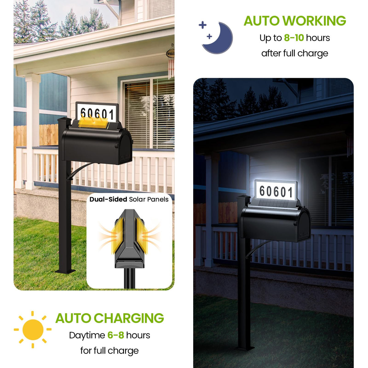 Cybrasc 32-LED illumination ensures readable numbers after dusk.