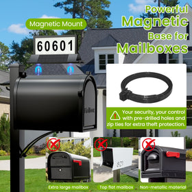 Cybrasc double-sided display lights numbers from both sides for clear mail delivery.