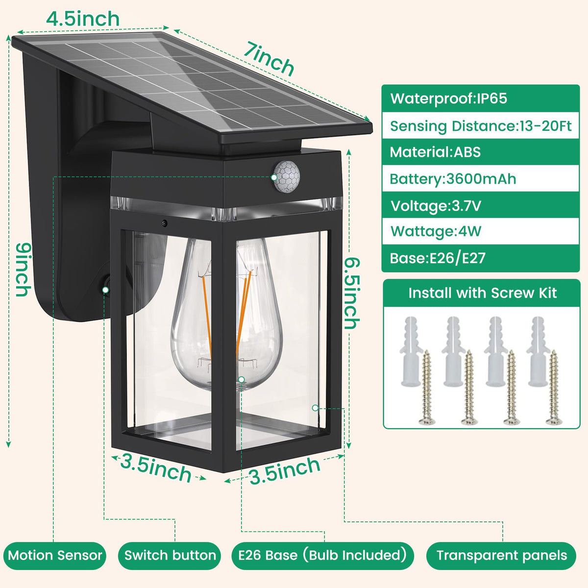 Cybrasc IP65 weatherproof porch light withstands rain and snow