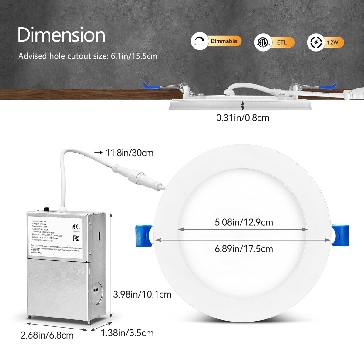 CycevSun ETL listed and Energy Star certified lighting fixture.