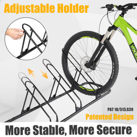 CyclingDeal side view highlighting adjustable wheel holders for diverse bike sizes