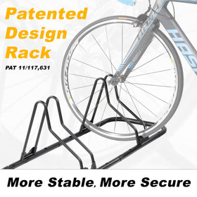 CyclingDeal floor rack side view showing vertical bike parking option