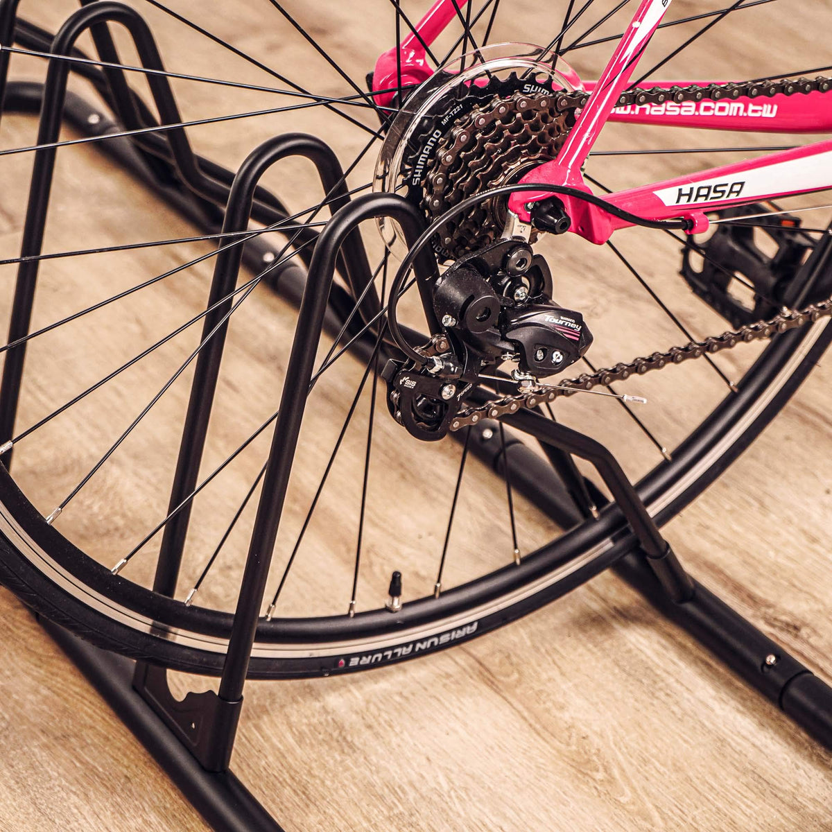 CyclingDeal bicycle floor rack steel construction emphasizes durability