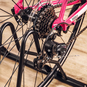 CyclingDeal indoor garage setup demonstrates space-saving bike storage