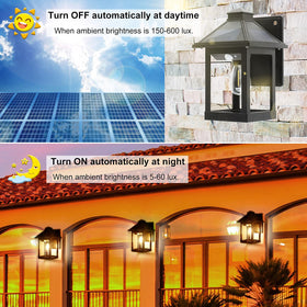 CYHKEE solar wall lantern for garage entry provides secure lighting.