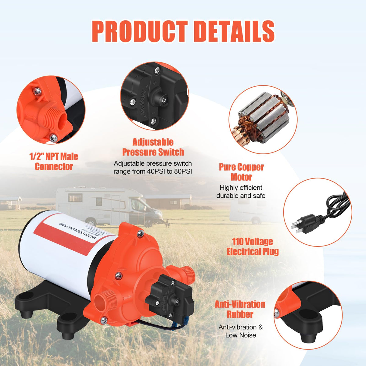 Cykleking 50 PSI switch shows adjustable pressure for household tasks.