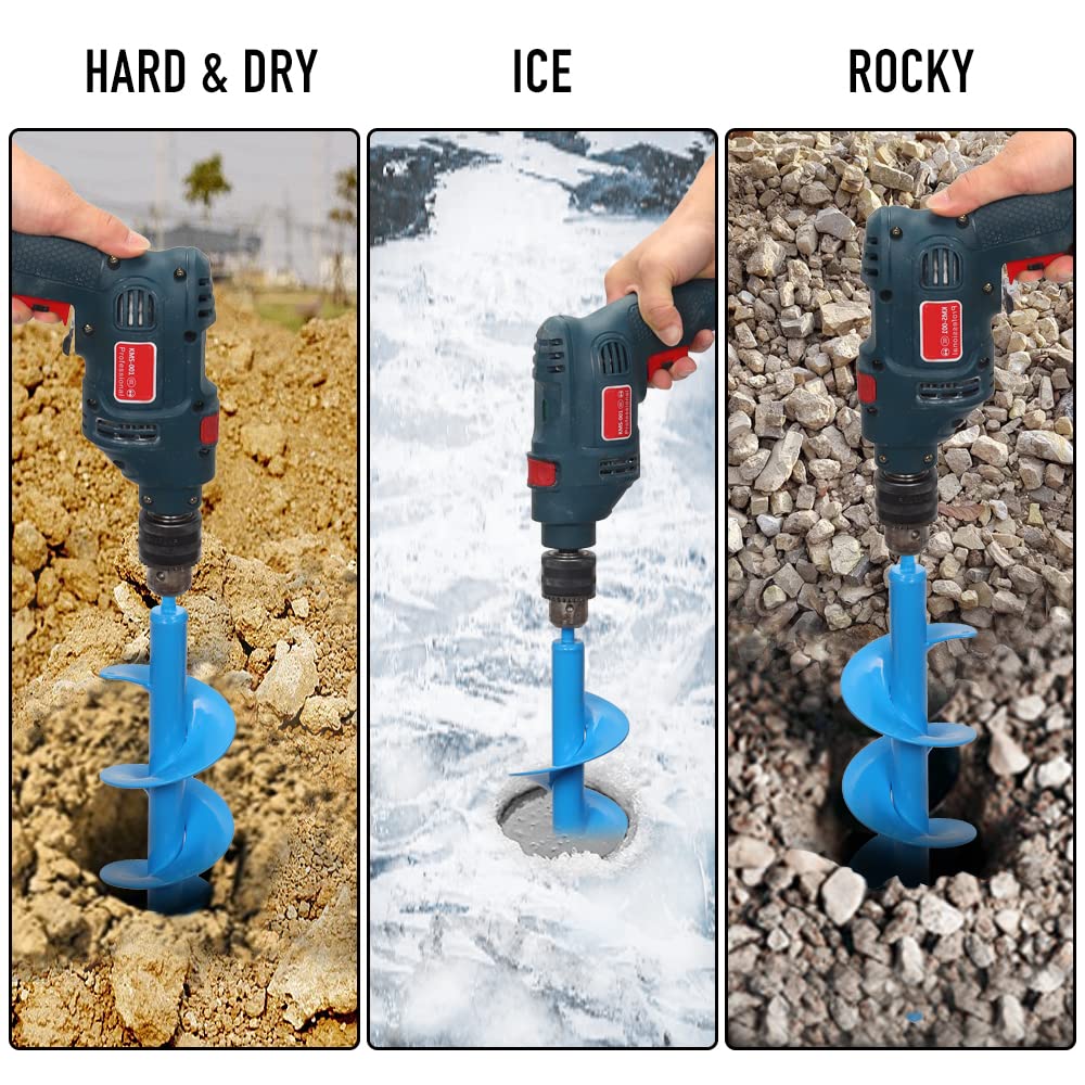 Cyleodo dual-blade auger bit cutting ice cleanly for easier drilling