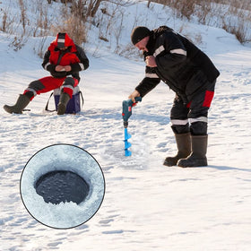 Cyleodo ice fishing auger in action ready for ice holes