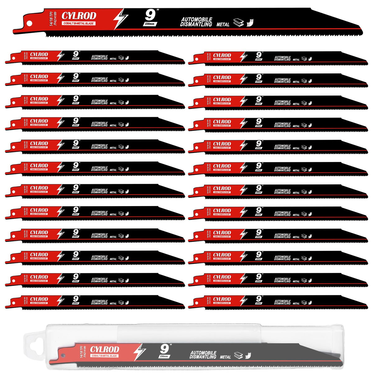 Cylrod 25-pack sawblade case for metal cutting, organized and portable.