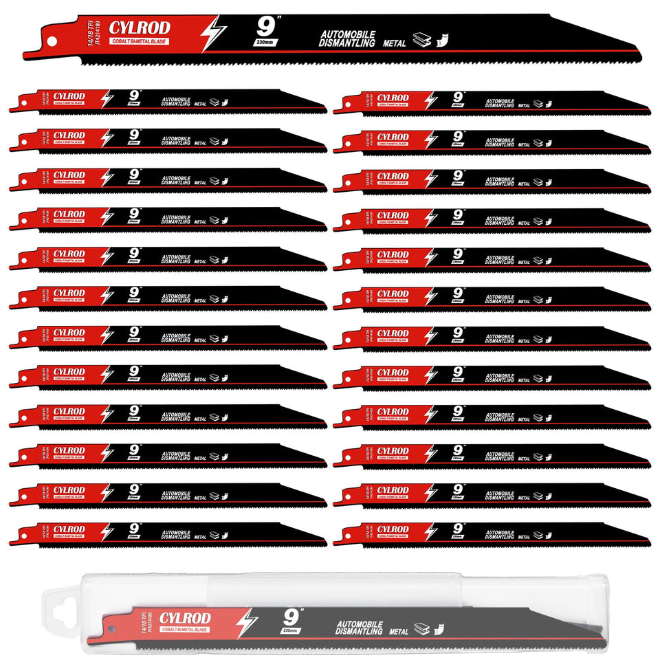 Cylrod 25-pack sawblade case for metal cutting, organized and portable.