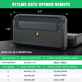 Cylrod 811LMX remote back view highlighting compact design for mounting.