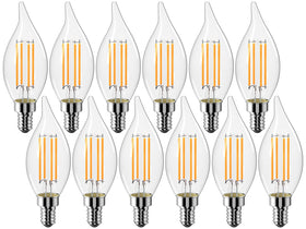 CYLYT flame-tip clear LED bulb creates warm ambience for chandeliers.