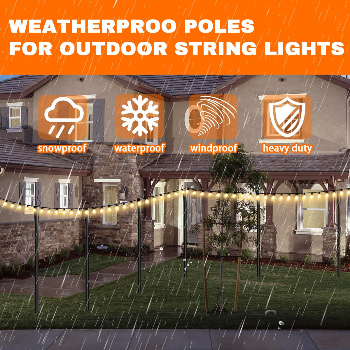 Cymuber heavy-duty galvanized steel pole resists rust and harsh weather.