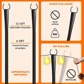 Cymuber height-adjustable poles enable high-hanging lights without ceiling clearance limits.