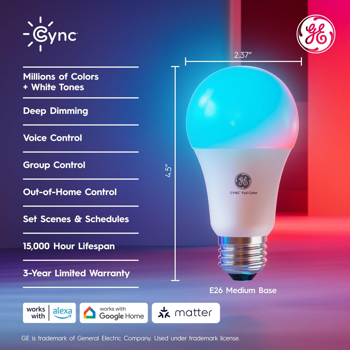 Cync GE A19 tunable white lamps support calming evenings and bright mornings.