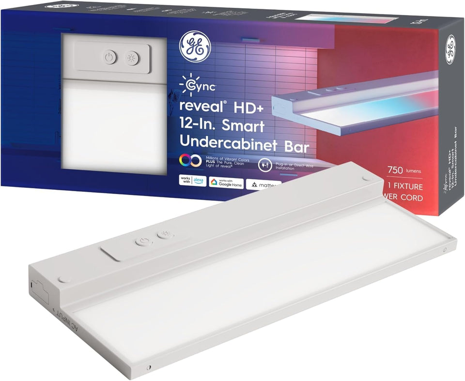 Cync Reveal HD+ 12-inch undercabinet color-changing bar lighting for mood lighting