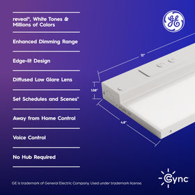 Cync Reveal HD+ 12-inch bar emits tunable white task lighting for cooking and work