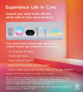 Cync ST19 color-changing bulb demonstrates adjustable ambience for any mood.