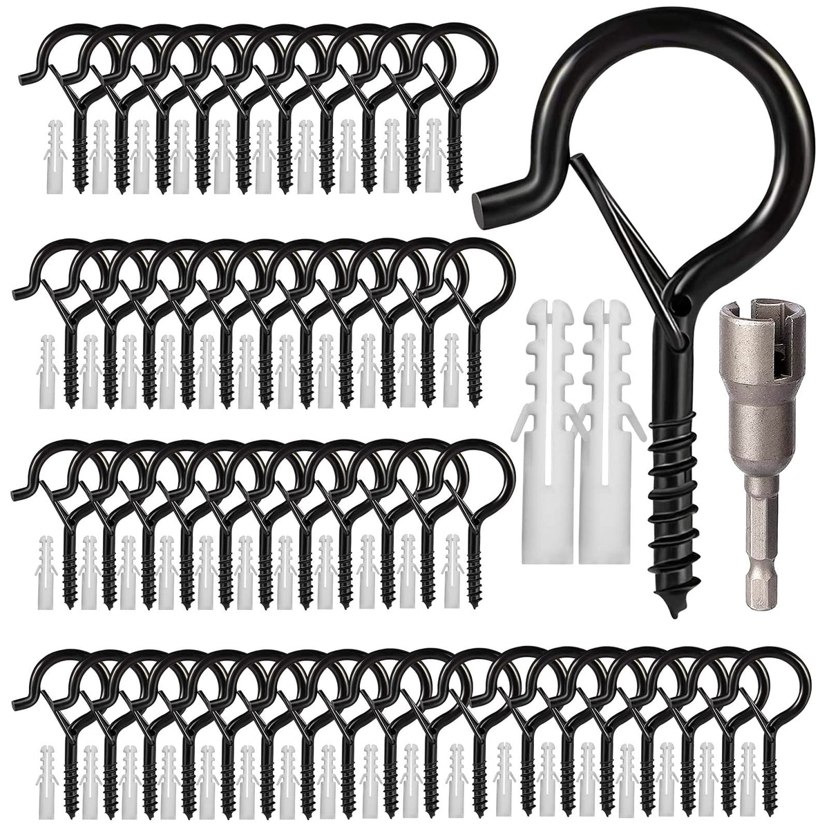 Cyrico outdoor string light hooks with safety buckle for secure garden lighting.