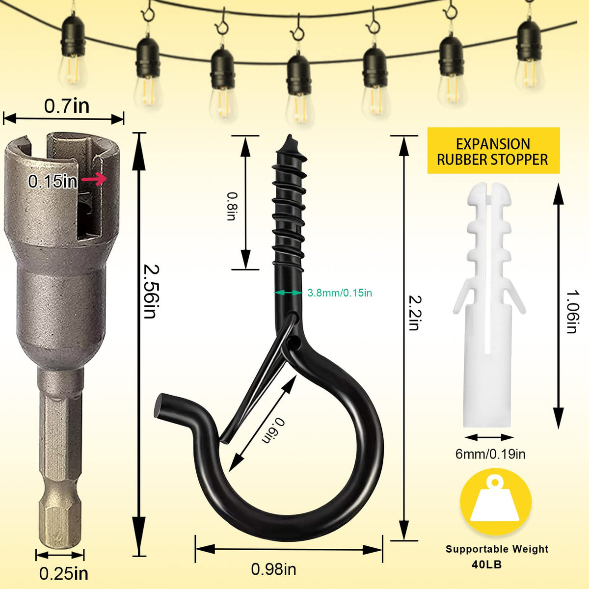 Cyrico wind chime hanging hooks for patio and balcony décor.