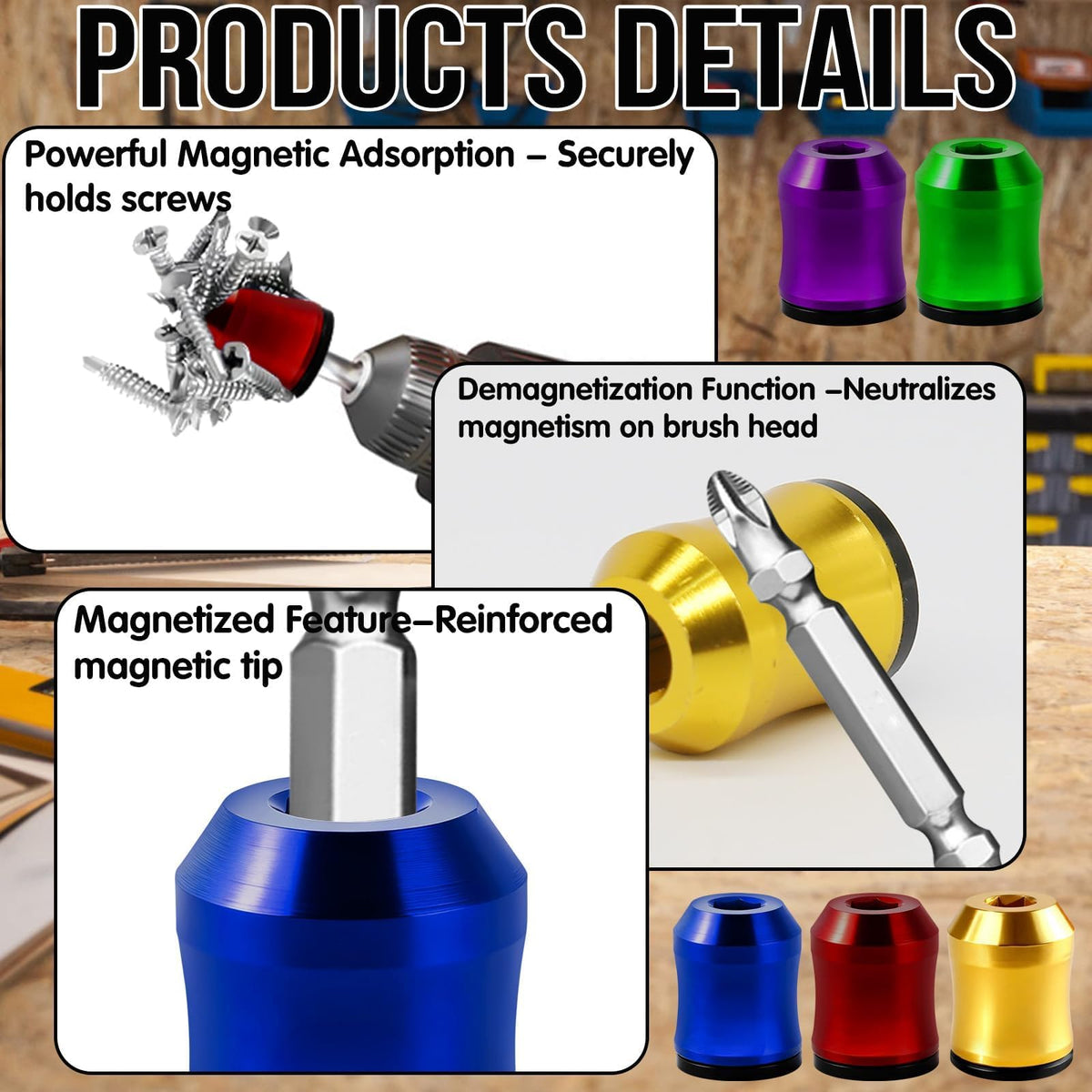 CYUXING removable magnetic ring for quick cleaning and easy bit swaps
